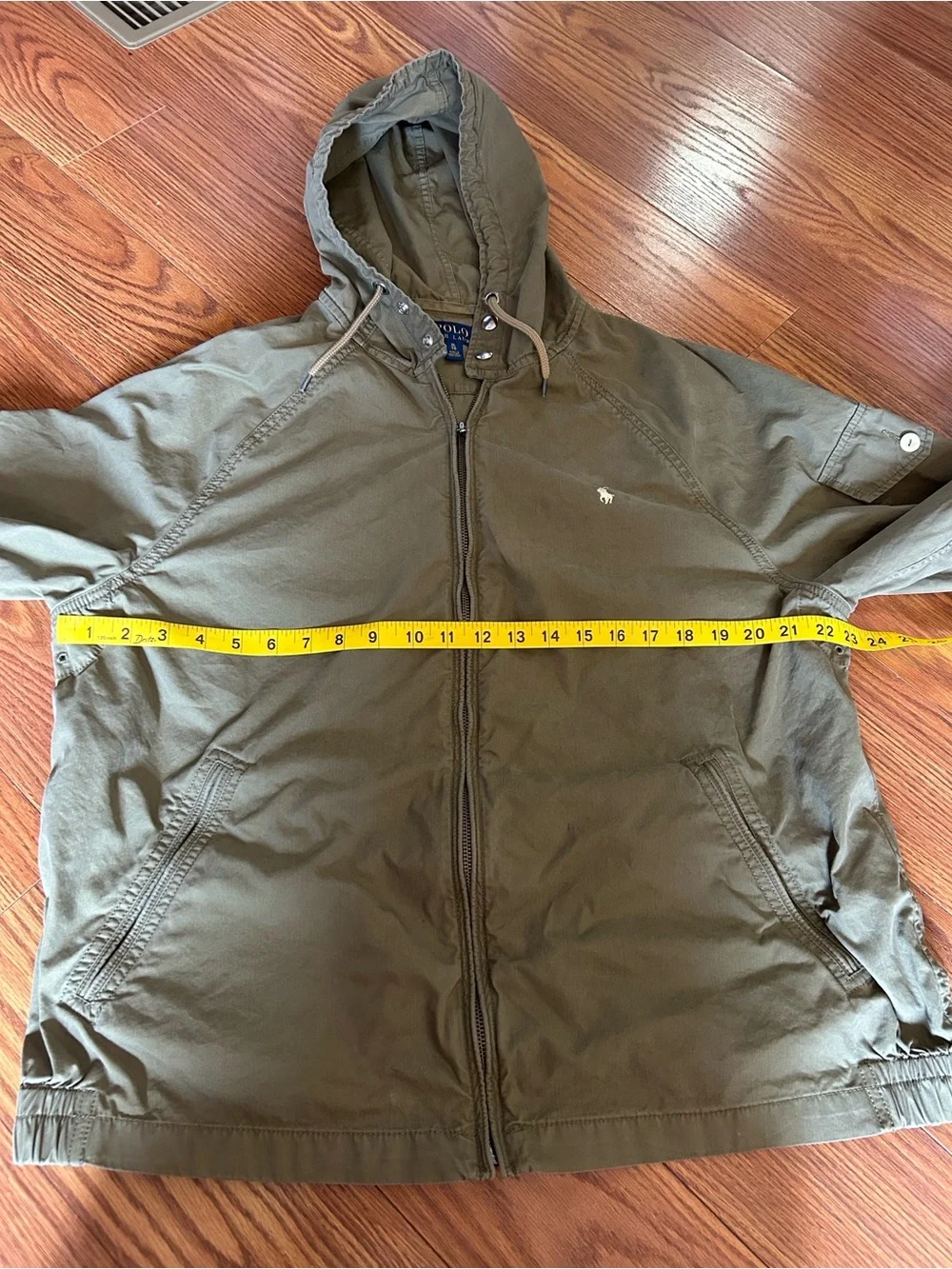 Polo Ralph Lauren Full Zip Hooded Windbreaker Cotton Blend Olive Green Sz Xl - Picture 12 of 16
